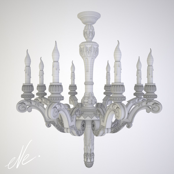 restoration french baroque wood 3d max - French Baroque Wood Chandelier Large... by eve.happy